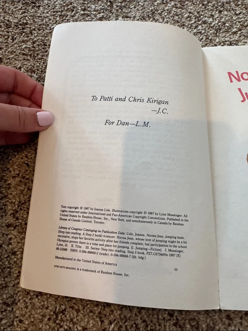 Norma Jean, Jumping Bean Step into Reading Book by Joanna Cole - Picture 5 of 11